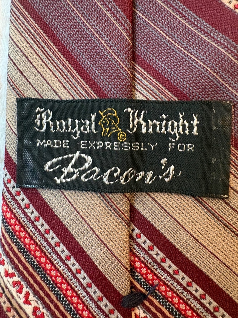 Vintage Royal Knight Striped Tie Made For Bacon’s Department Store Louisville KY